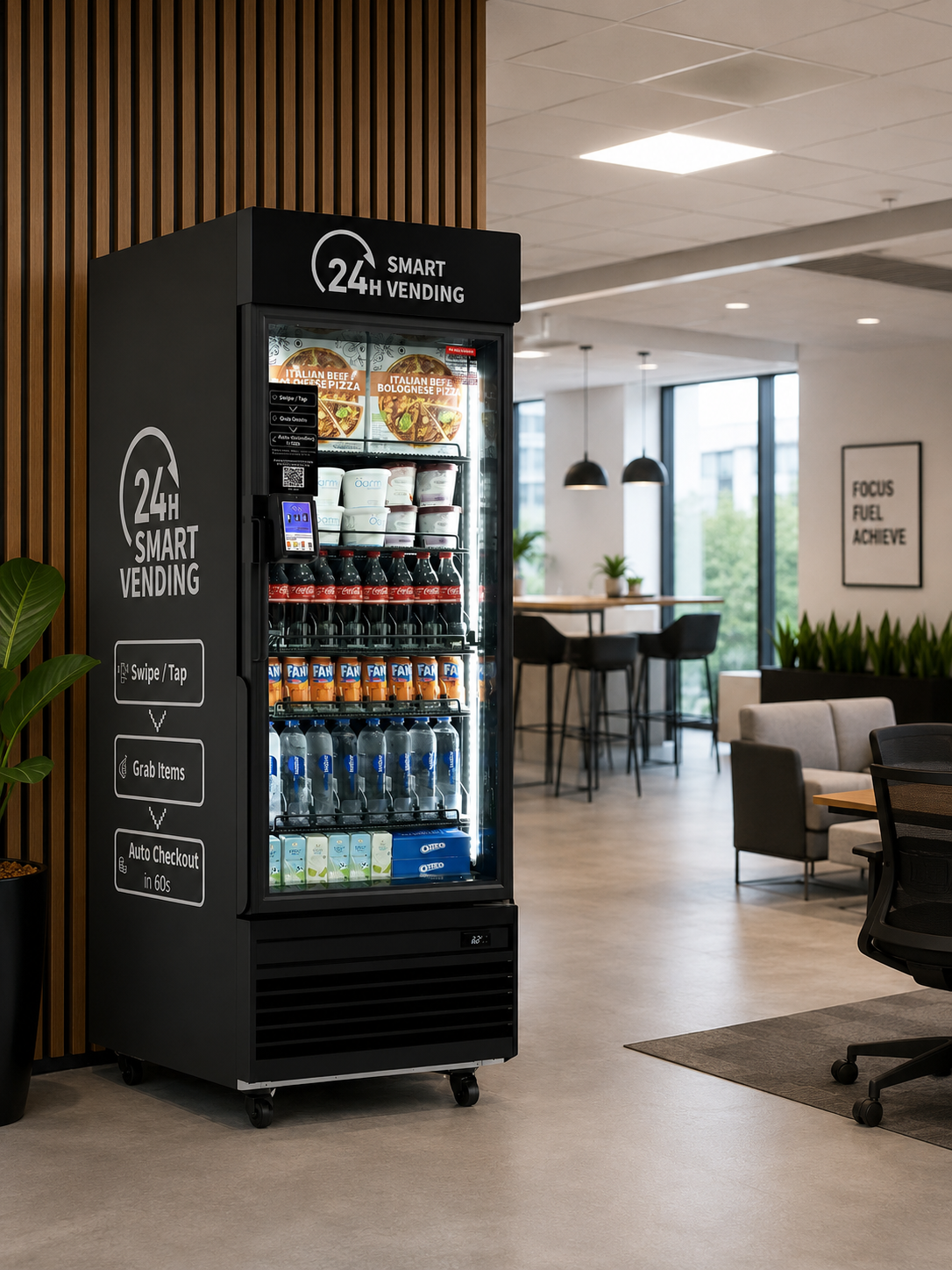 EcSnack smart cooler in a modern workplace