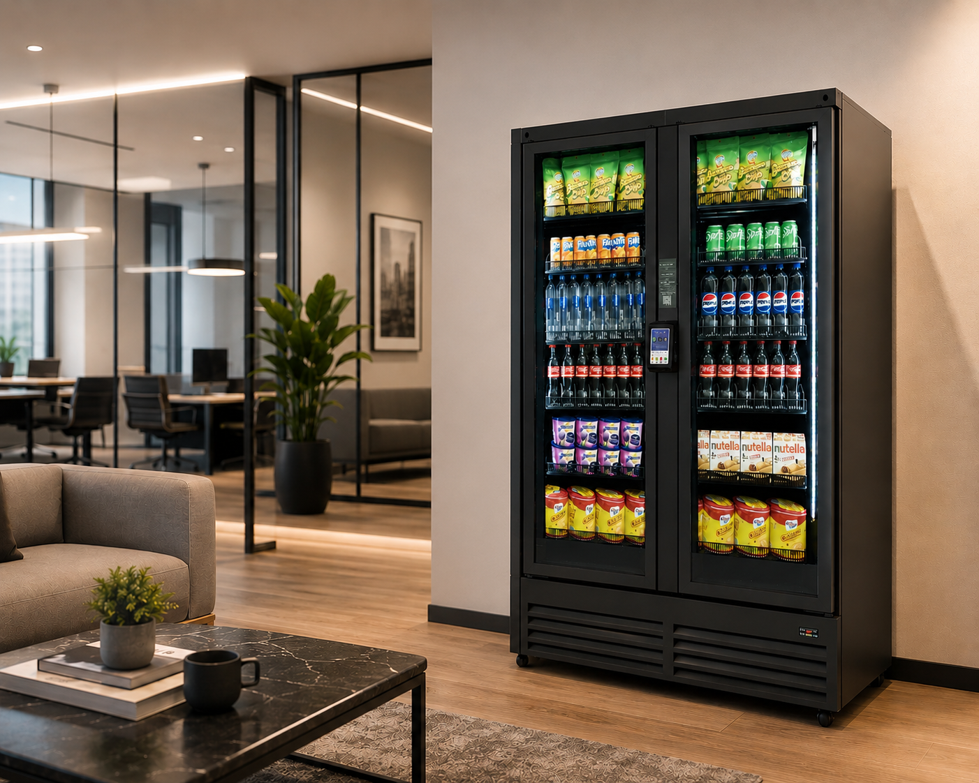 EcSnack smart cooler in a modern office